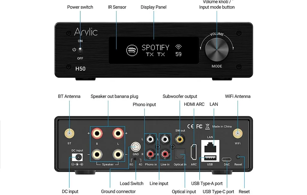 Стерео усилители Arylic H50 Wireless Stereo Amplifier