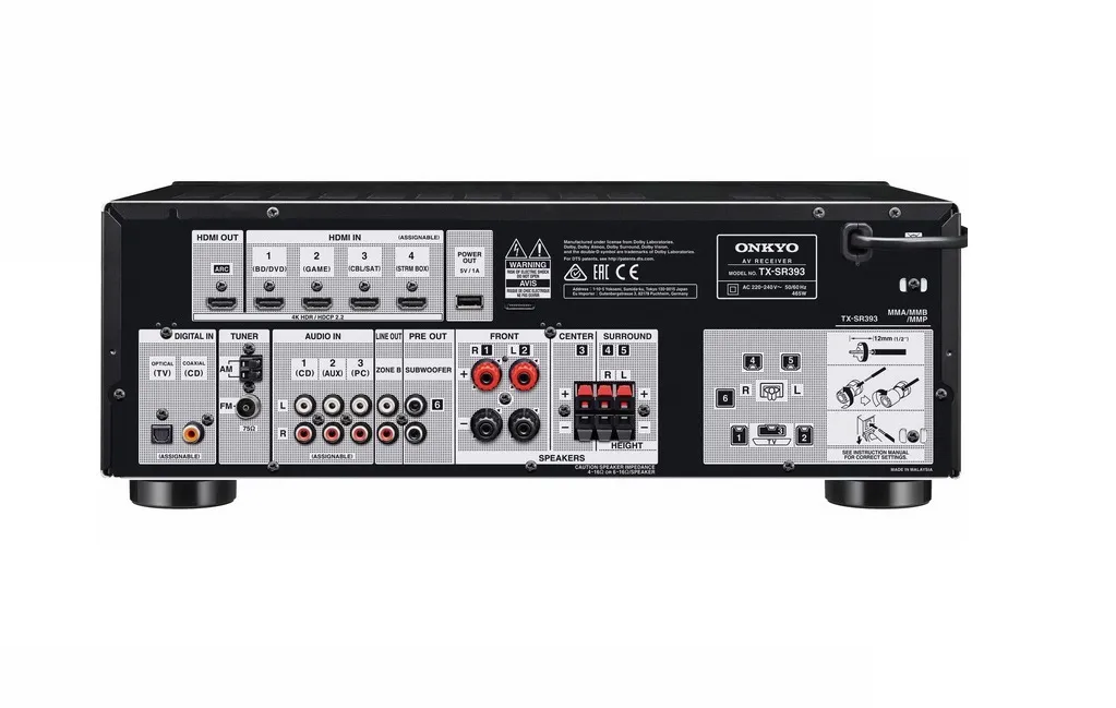 Комплекти домашніх кінотеатрів Onkyo TX-SR393 Black + Jamo S 807 HCS