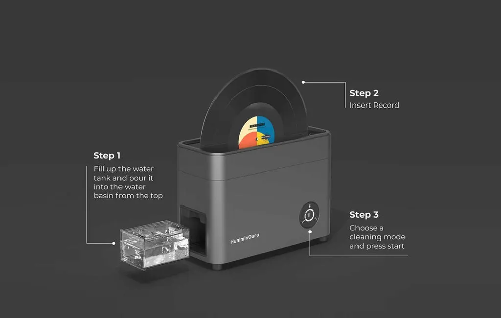 Мийки для вінілу HumminGuru Ultrasonic Vinyl Record Cleaner Dark Grey