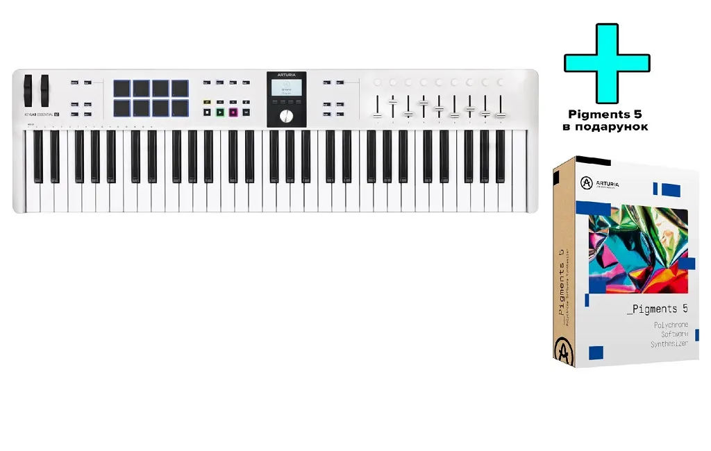 MIDI-клавіатури Arturia KeyLab Essential 61 mk3 (White) + Arturia Pigments