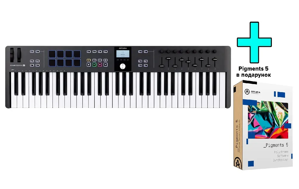 MIDI-клавиатуры Arturia KeyLab Essential 61 mk3 (Black) + Arturia Pigments