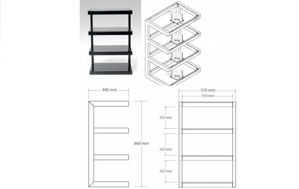Стійки та тумби для HI-FI техніки Norstone Esse HIFI Furniture/Black Satin