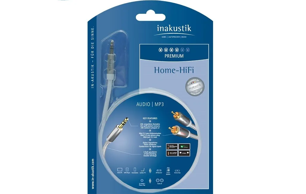 Міжблочні кабелі Inakustik Premium 3,5mm Mini Jack > 2 x RCA 3,0m