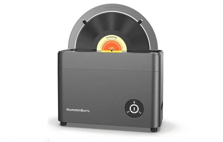 HumminGuru Ultrasonic Vinyl Record Cleaner Bundle (With 7"&10" Record Adapter) Dark Grey